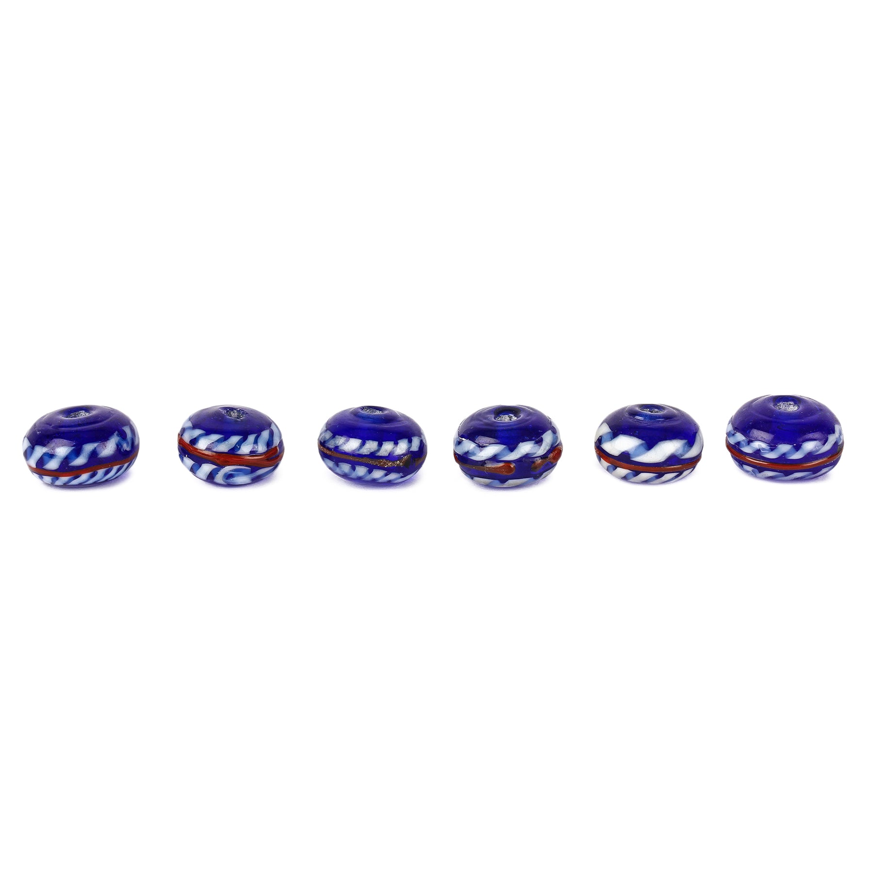 Blue glass bead with twisted decor