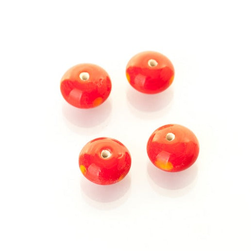 Red glass bead with decoration