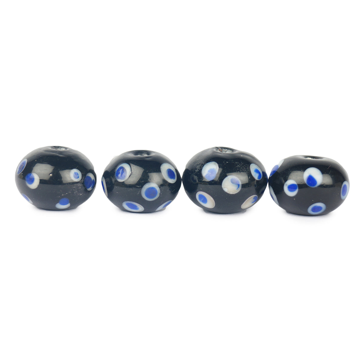 Blue glass bead with eye decoration