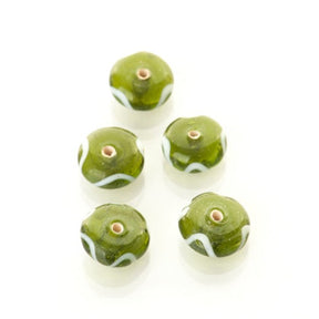 Green frosted glass bead with decor, Viking