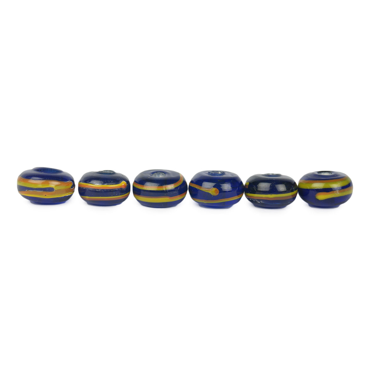 Blue bead with yellow decor