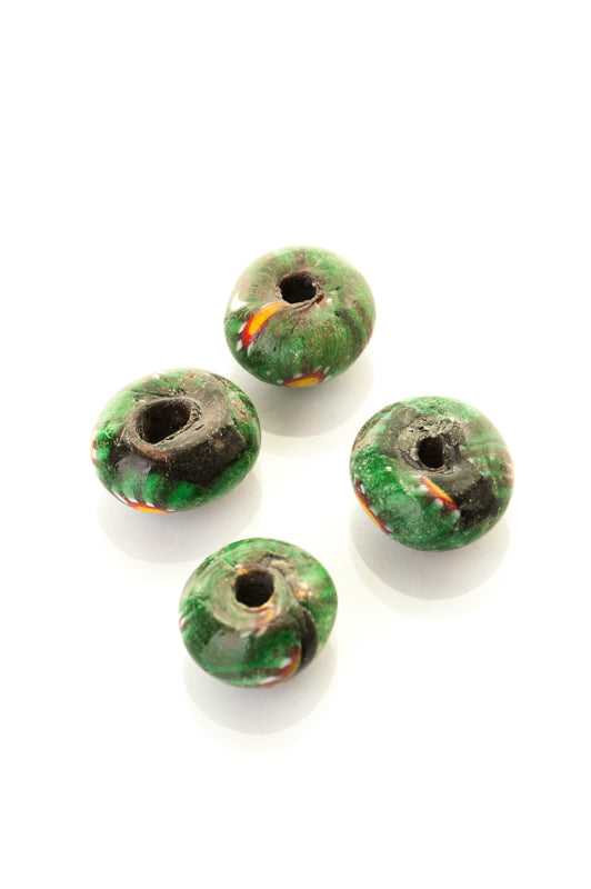 Green glass bead with millefiori decor, Viking