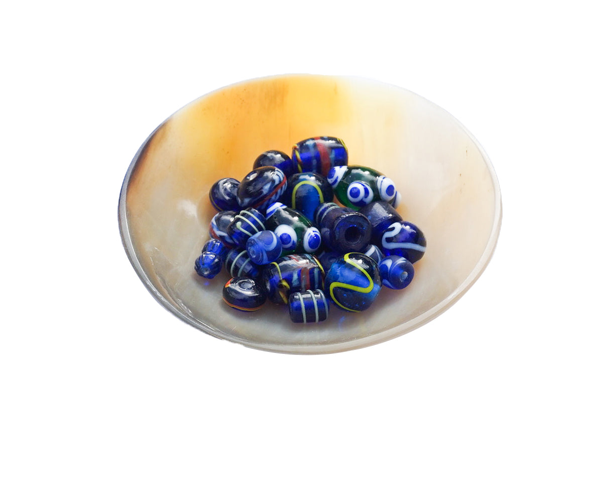 Mixture of blue historical glass beads