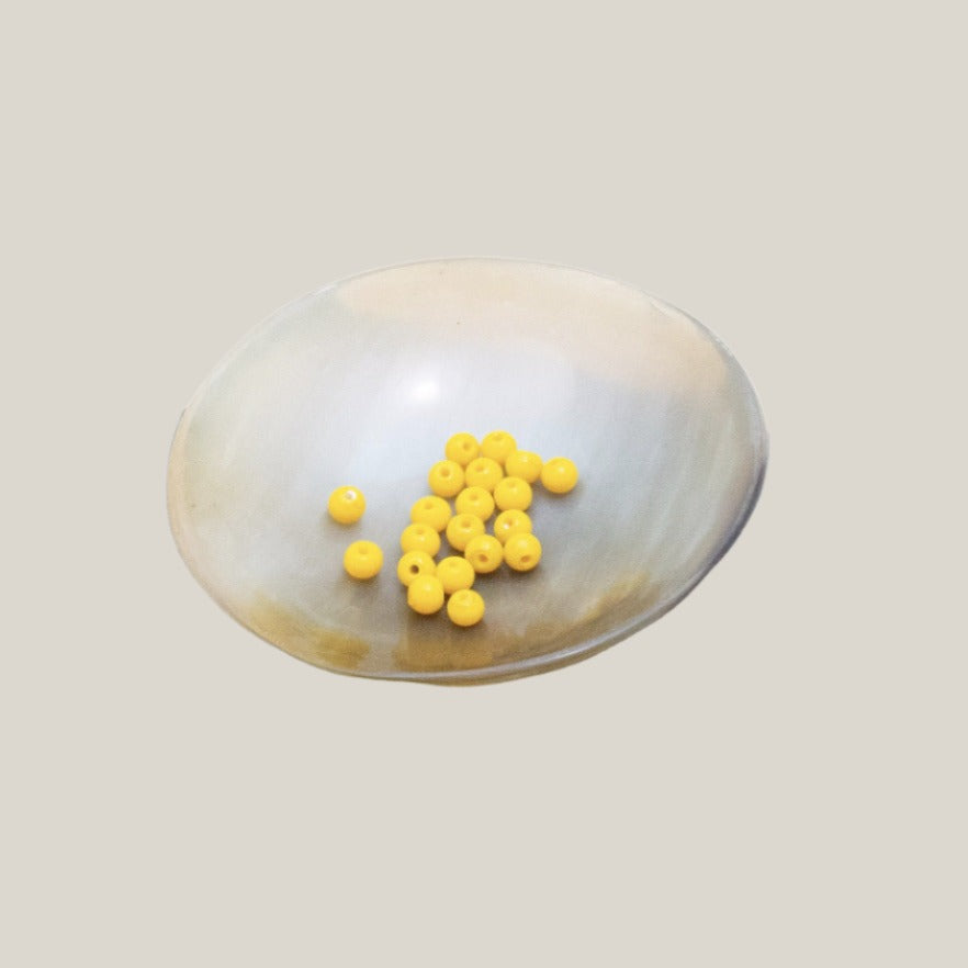 Small Yellow glass beads, 20pcs